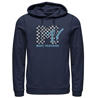 Men's MTV Logo Black And White Checkered Blue TV Hoodie