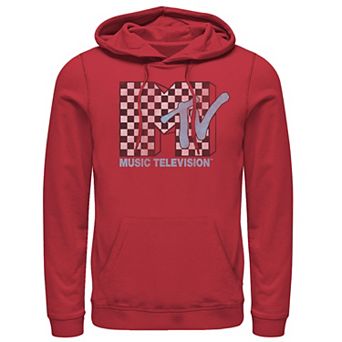 Men's MTV Logo Black And White Checkered Blue TV Hoodie