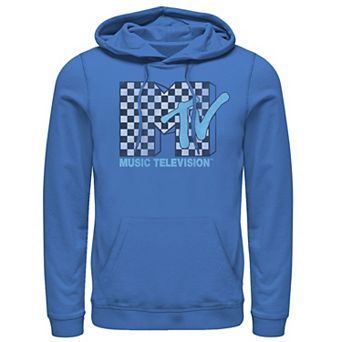 Men's MTV Logo Black And White Checkered Blue TV Hoodie