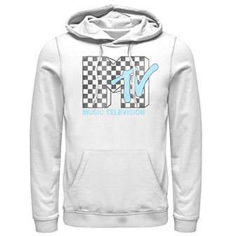Men's MTV Logo Black And White Checkered Blue TV Hoodie