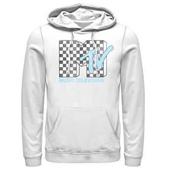 Men's MTV Logo Black And White Checkered Blue TV Hoodie