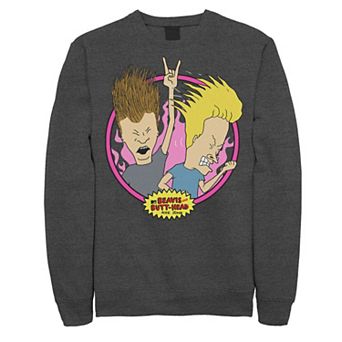 Men's Beavis & Butthead Rock N Roll Circle Portrait Sweatshirt