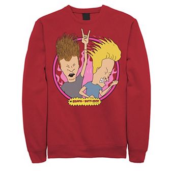 Men's Beavis & Butthead Rock N Roll Circle Portrait Sweatshirt