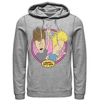 Men's Beavis And Butthead Rock N Roll Circle Portrait Hoodie