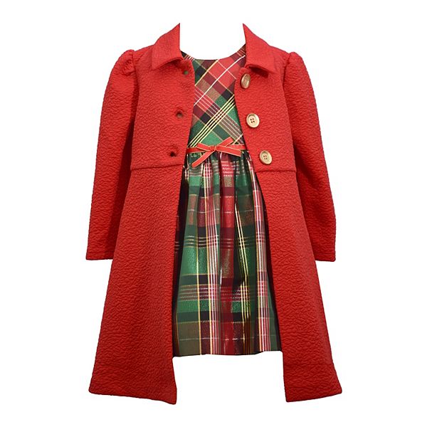 Toddler Girl Bonnie Jean Plaid Taffeta Dress & Coat Set