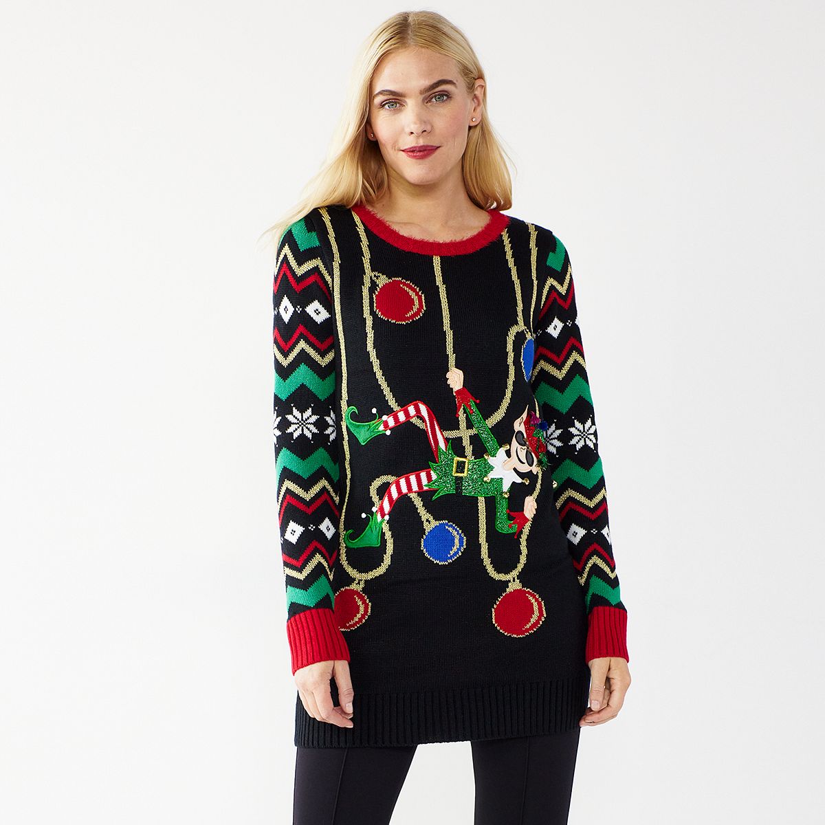 kohls.com | Women's Celebrate Together Long Sleeve Crewneck Tunic Christmas Sweater