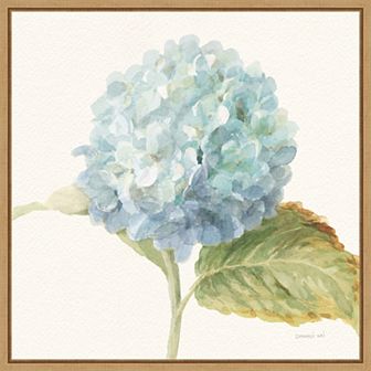 Amanti Art Floursack Florals V Blue Hydrangea Framed Canvas Wall Art