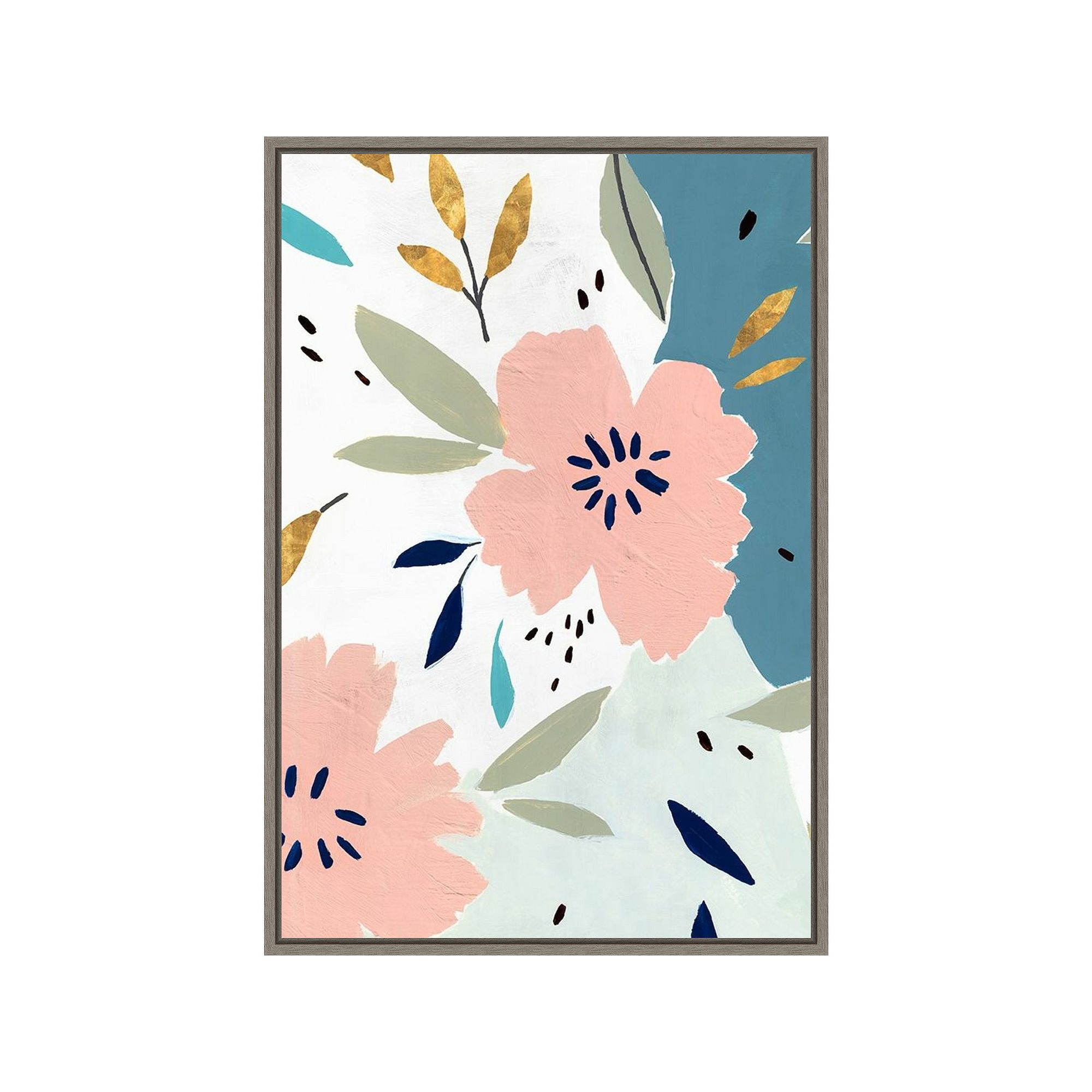 Amanti Art Daydream I Flower Framed Canvas Wall Art, Gray