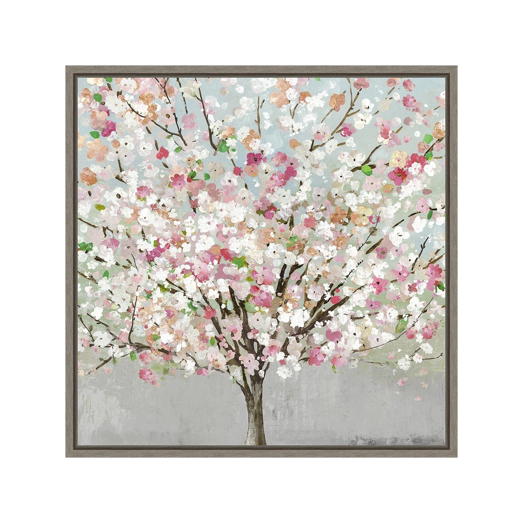 Amanti Art Spring Love Framed Canvas Wall Art, Gray