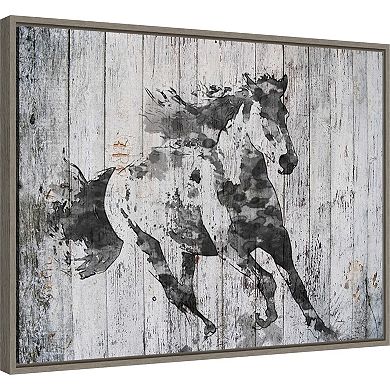 Amanti Art Running Horse Framed Canvas Wall Art
