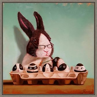 Amanti Art Going Dutch Rabbit Framed Canvas Wall Art