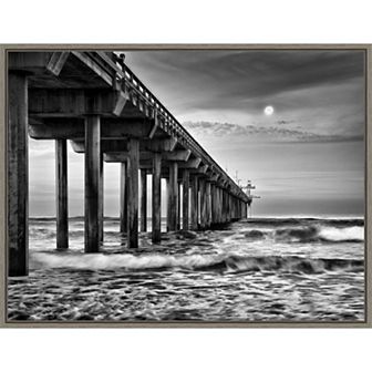 Amanti Art Full Moon Scripps Pier Framed Canvas Wall Art