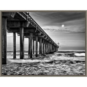 Amanti Art Full Moon Scripps Pier Framed Canvas Wall Art