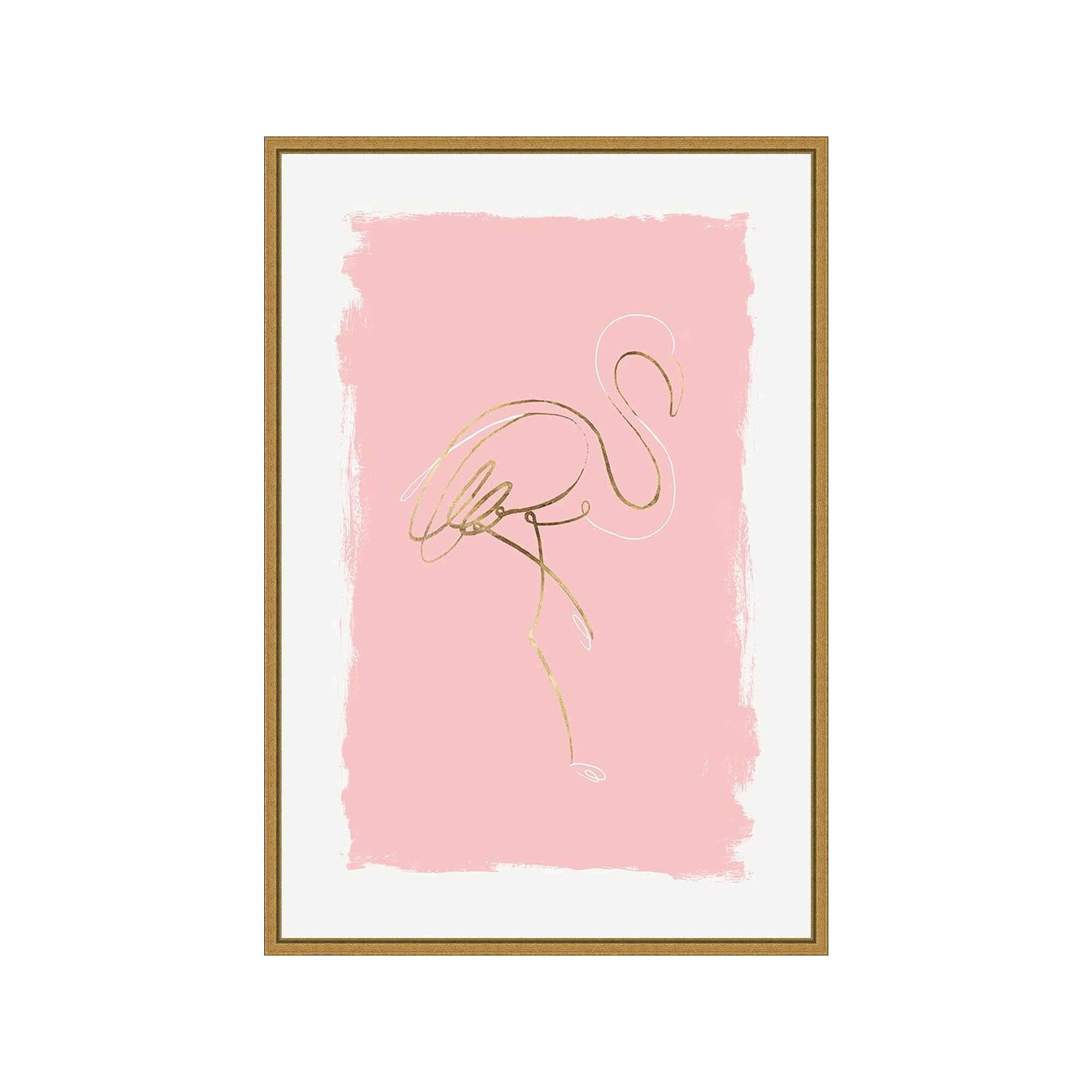 Amanti Art Graceful Bird I Flamingo Framed Canvas Wall Art, Gold