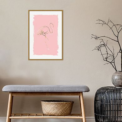 Amanti Art Graceful Bird I Flamingo Framed Canvas Wall Art