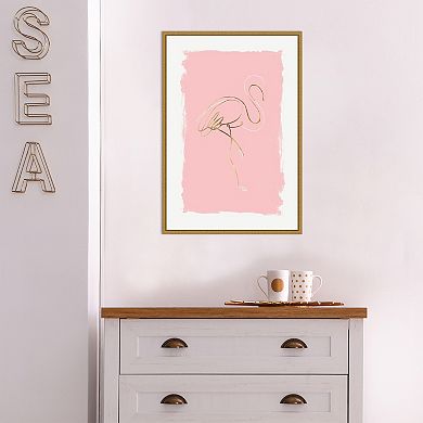 Amanti Art Graceful Bird I Flamingo Framed Canvas Wall Art