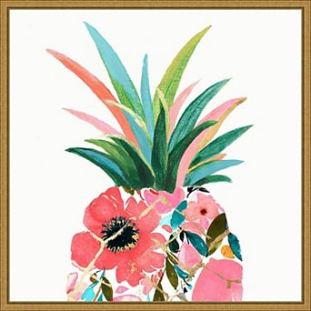 Amanti Art Pina Colada Floral Pineapple Framed Canvas Wall Art
