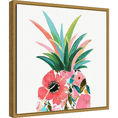 Amanti Art Pina Colada Floral Pineapple Framed Canvas Wall Art