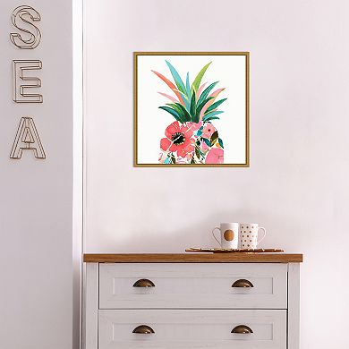 Amanti Art Pina Colada Floral Pineapple Framed Canvas Wall Art