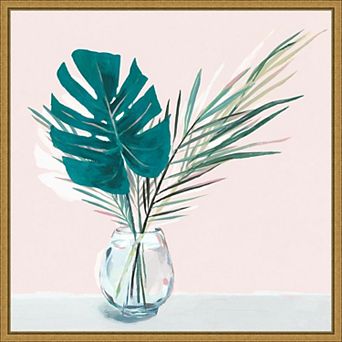 Amanti Art Sunday Palms Monstera Leaf Framed Canvas Wall Art