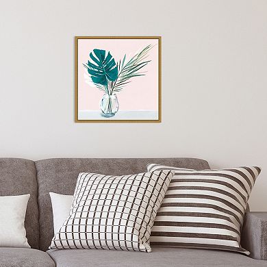 Amanti Art Sunday Palms Monstera Leaf Framed Canvas Wall Art