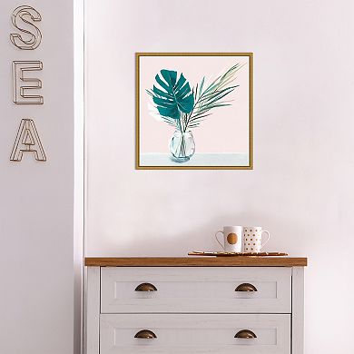 Amanti Art Sunday Palms Monstera Leaf Framed Canvas Wall Art