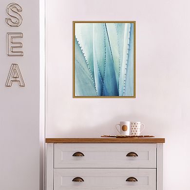 Amanti Art Pale Blue Agave Succulent No. 1 Framed Canvas Wall Art