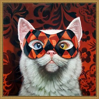 Amanti Art Enigma Cat Framed Canvas Wall Art