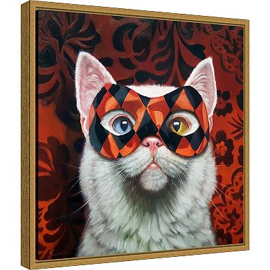 Amanti Art Enigma Cat Framed Canvas Wall Art