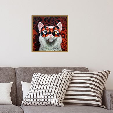 Amanti Art Enigma Cat Framed Canvas Wall Art