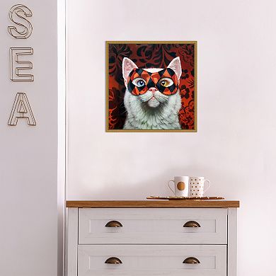 Amanti Art Enigma Cat Framed Canvas Wall Art