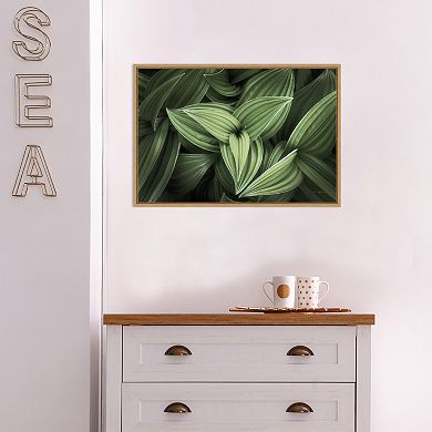 Amanti Art Corn Lily Green Leaves II Framed Canvas Wall Art