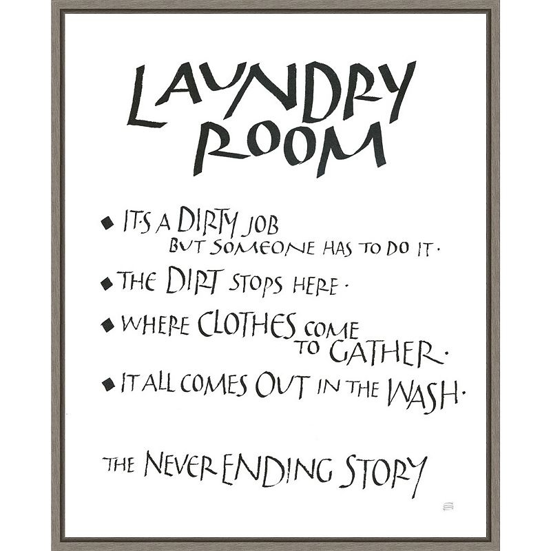 Amanti Art Laundry Room Sayings Framed Canvas Wall Art, Grey, 16X20