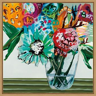 Amanti Art Sherbet Floral Bouquet Framed Canvas Wall Art