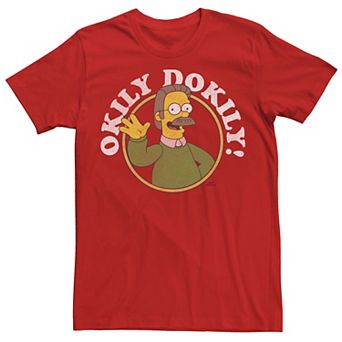 Men's The Simpsons Ned Flanders Okily Dokily Circle Picture Tee