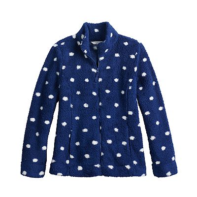 Croft & Barrow Navy Polka Dot Fleece Sherpa popular Jacket, NWOT, Size Medium