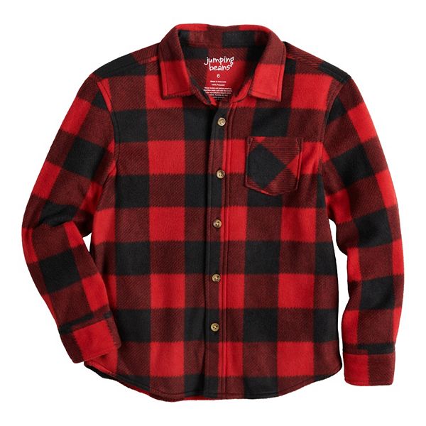 CARTER'S BOYS RED BUFFALO CHECK BUTTON DOWN L/S FLANNEL COTTON SHIRT 2T 5T 