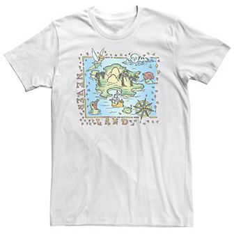Big & Tall Disney Peter Pan Never Land Map Vintage Poster Tee
