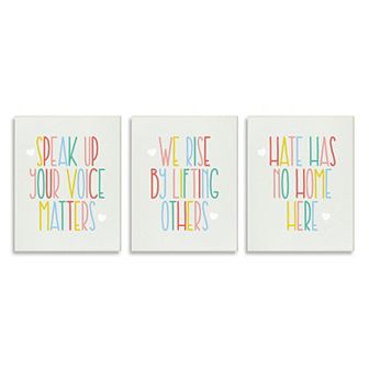 Stupell Home Decor Hate Has No Home Here Plaque Wall Art 3 pc Set