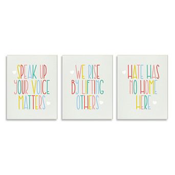 Stupell Home Decor Hate Has No Home Here Plaque Wall Art 3 pc Set