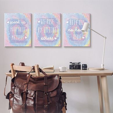 Stupell Home Decor Speak Up Tie Dye Canvas Wall Art 3-piece Set