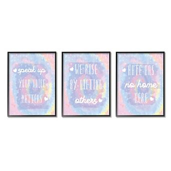 Stupell Home Decor Speak Up Tie Dye Framed Wall Art 3 pc Set