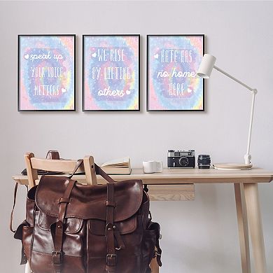 Stupell Home Decor Speak Up Tie Dye Framed Wall Art 3-piece Set