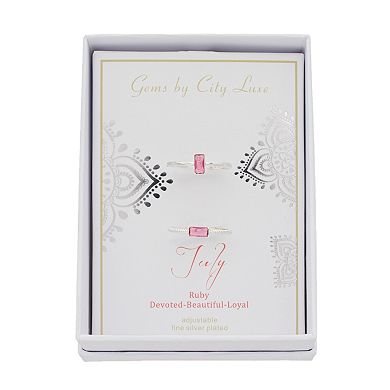 City Luxe Birthstone Simulated Gemstone Duo Ring Set
