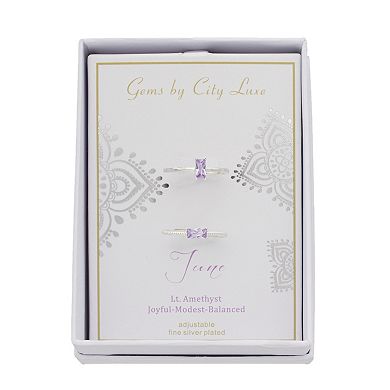 City Luxe Birthstone Simulated Gemstone Duo Ring Set