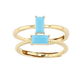 City Luxe Birthstone Simulated Gemstone Duo Ring Set