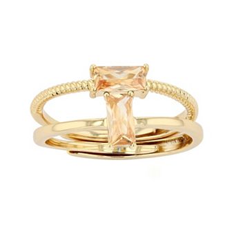 City Luxe Birthstone Simulated Gemstone Duo Ring Set