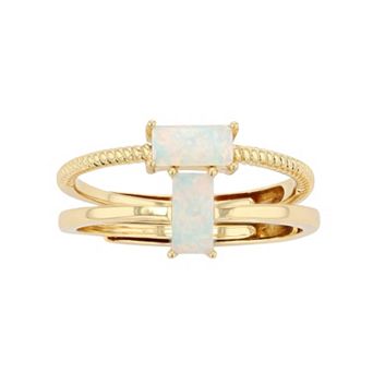 City Luxe Birthstone Simulated Gemstone Duo Ring Set