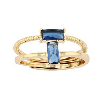 City Luxe Birthstone Simulated Gemstone Duo Ring Set