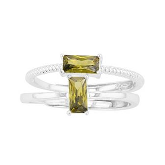 City Luxe Birthstone Simulated Gemstone Duo Ring Set
